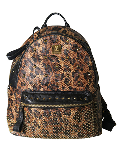 Studded Leopard-Print Backpack, front view